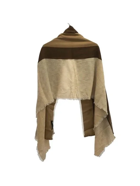Gucci Ggmonogram Striped Wool Silk Shawl Beige - Picture 2 of 4